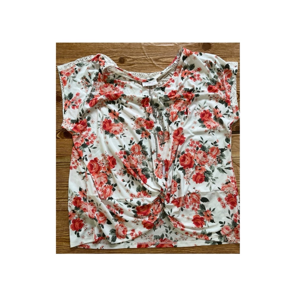 Bobbie & Brooks Colorful Floral Necklace Shirt